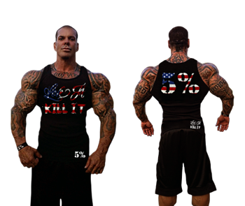 Love It Kill It 5% Ribbed Tank- Black w/American Flag